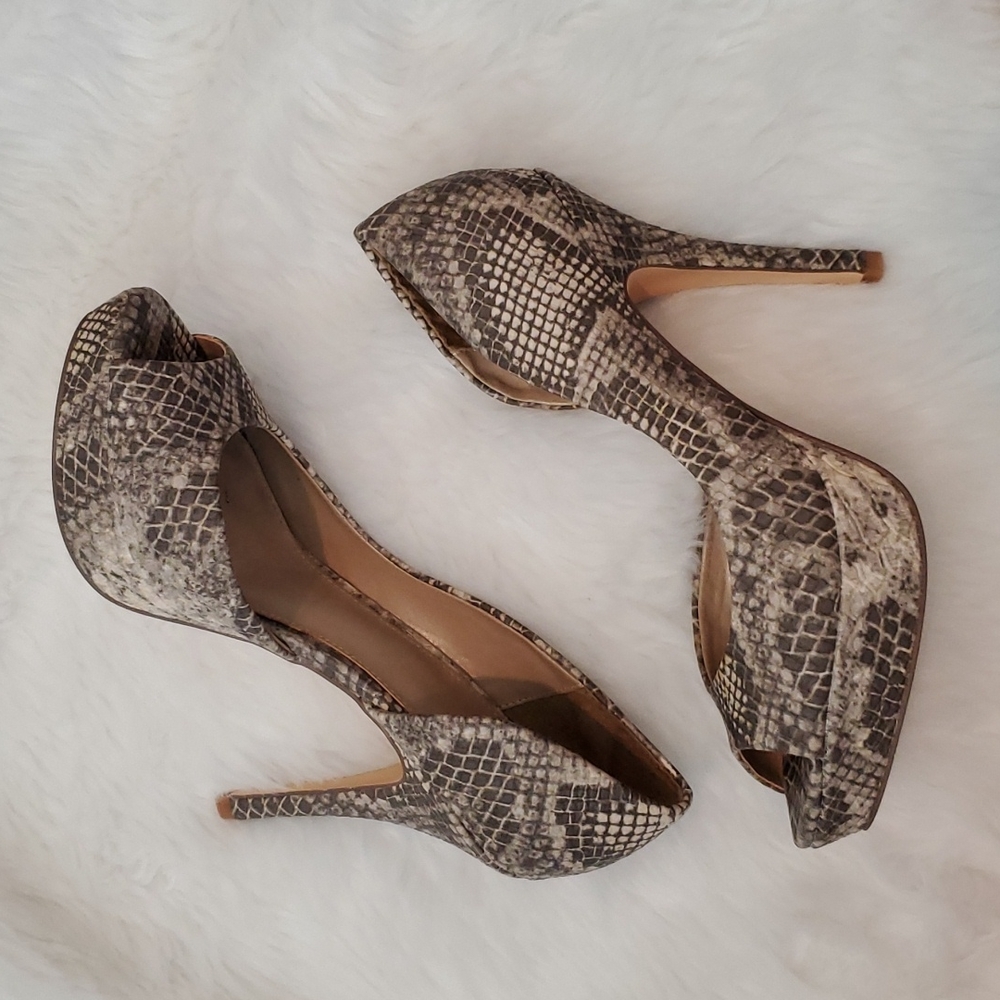 Fergalicious Eileen Snakeprint Peep Toe Pumps